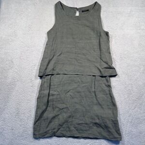 Lungo L'Arno 100% Linen Made in‎ Italy Dress Women's XS Sleeveless Tiered  Green